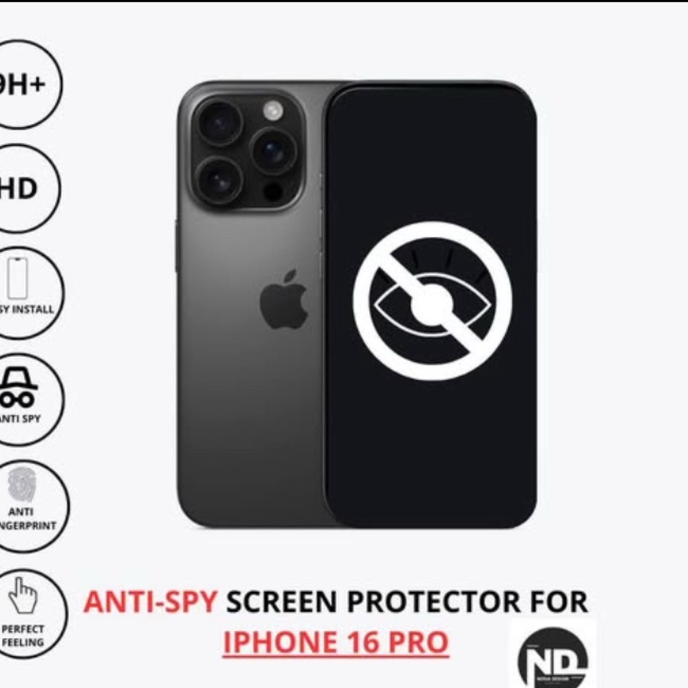 Apple Black Privacy Screen for iPhone 16 Pro